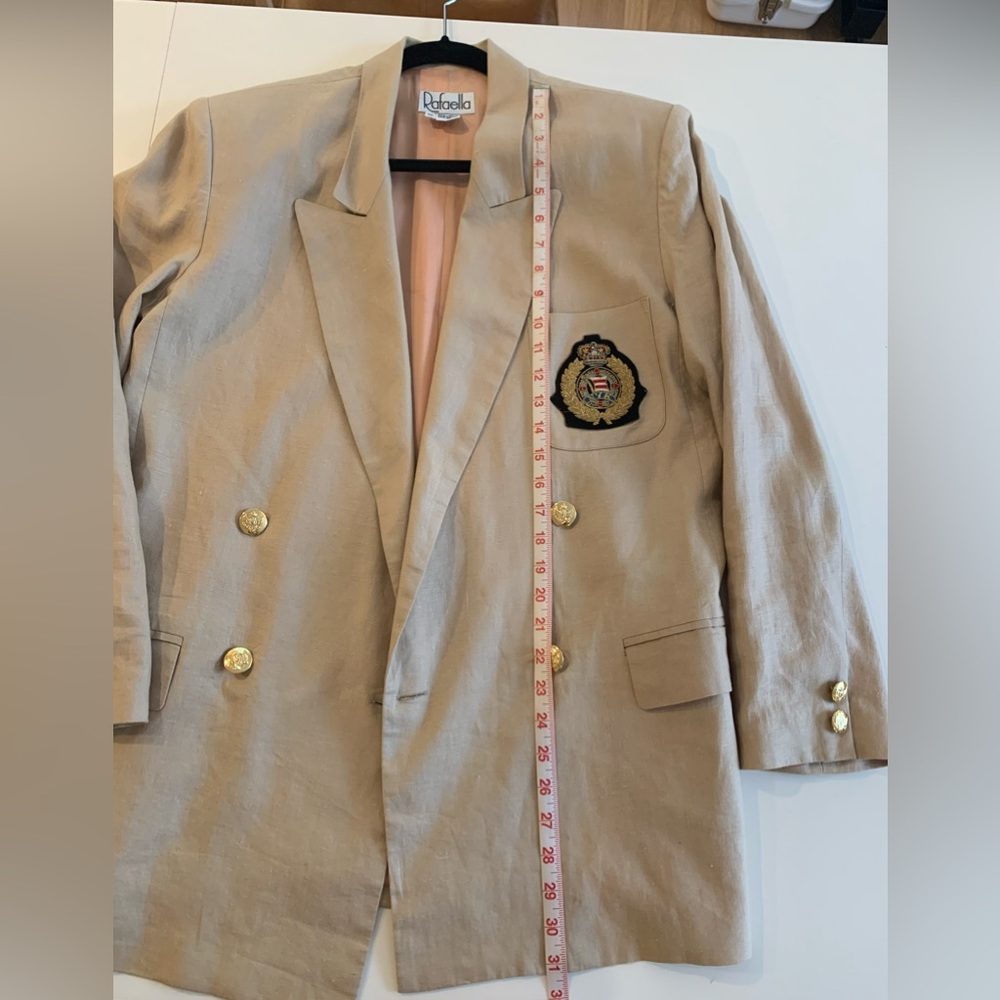 Rafaella 100% Linen Taupe Crested Blazer Vintage
